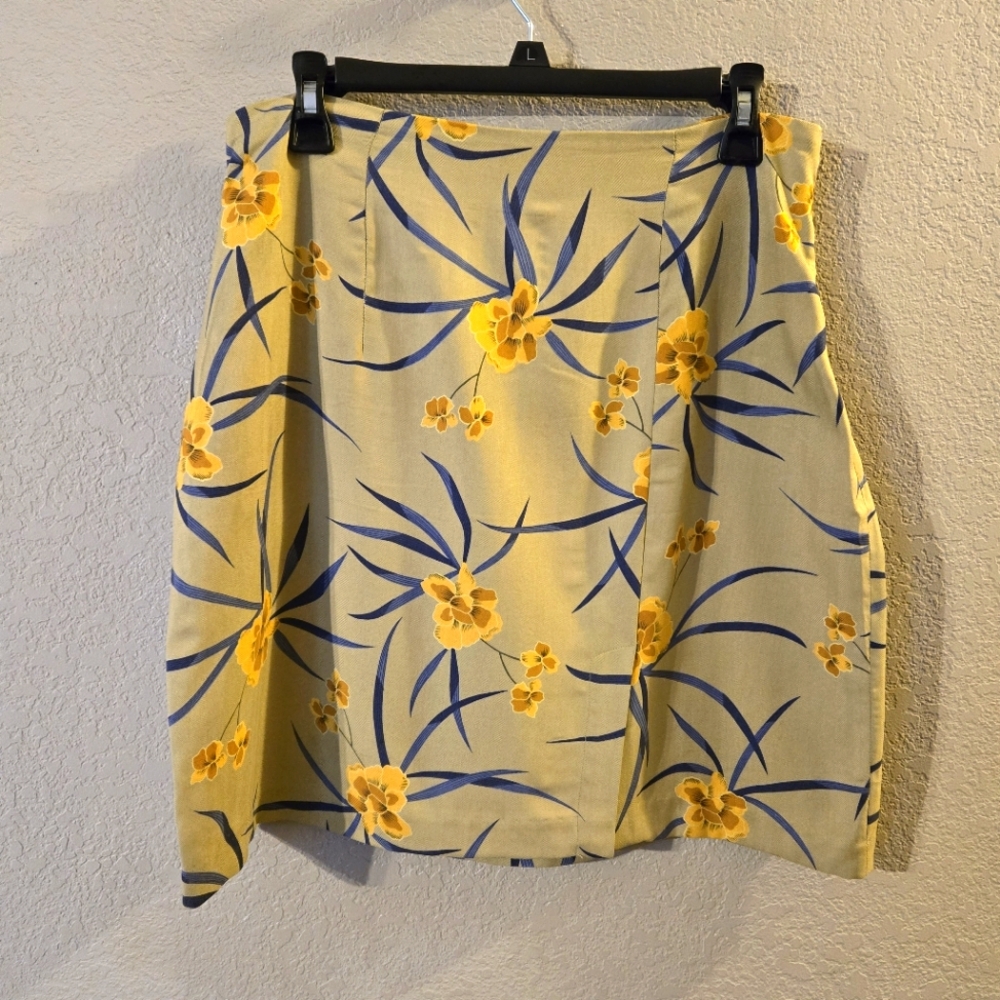 Bamboo Traders Womens Vintage Green Floral Silk Skirt Size 12‎